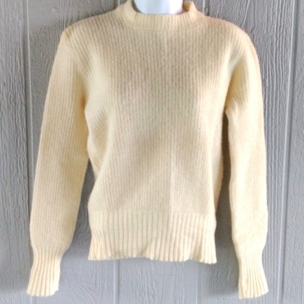 Vintage 100% Virgin Worsted Wool Sweater By Juno, Ivory / cream